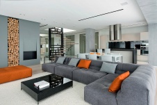 Фото интерьера гостиной пентхауса в стиле минимализм