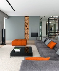 Фото интерьера гостиной пентхауса в стиле минимализм