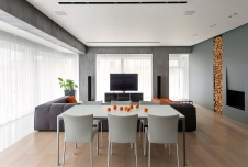 Фото интерьера столовой пентхауса в стиле минимализм