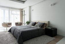 Фото интерьера спальни пентхауса в стиле минимализм
