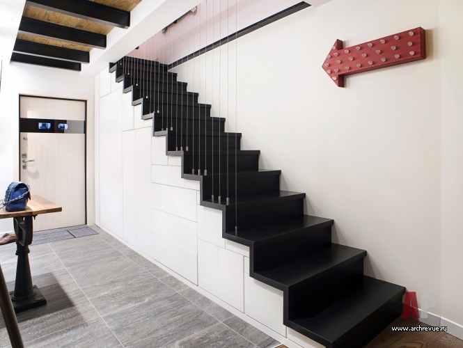 Фото интерьера лестницы квартиры в стиле лофт