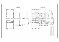 Планировка 1 этажа 2-х этажного дома 610 кв. м для двоих до и после реконструкции.