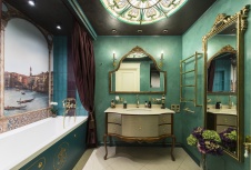 Фото интерьера ванной комнаты квартиры в стиле неоклассика Фото интерьера санузла квартиры в стиле неоклассика
