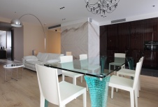 Фото интерьера столовой квартиры в стиле минимализм Фото интерьера кухни квартиры в стиле минимализм