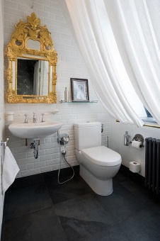 Фото интерьера санузла двухэтажной квартиры в стиле фьюжн