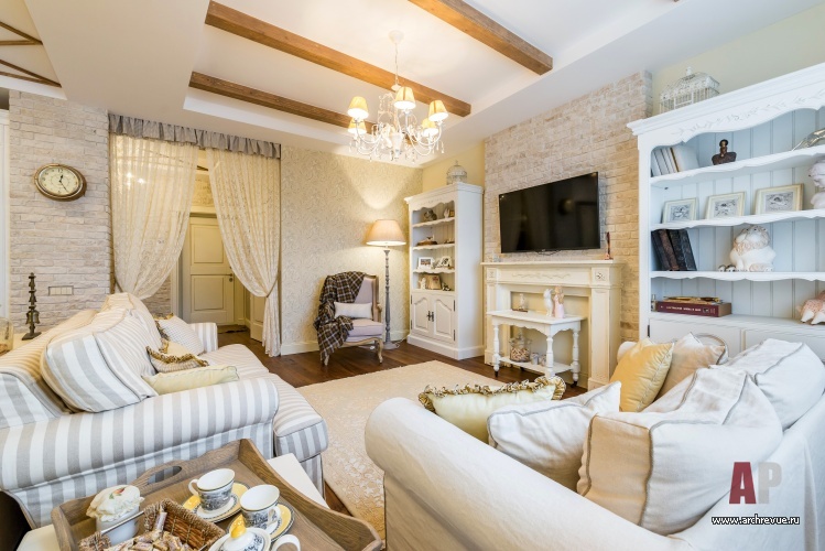 Фото интерьера зоны отдыха квартиры в средиземноморском стиле