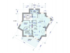 Планировка 1 этажа дома с 9-ю углами.
