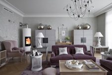 Фото интерьера каминной квартиры в стиле неоклассика