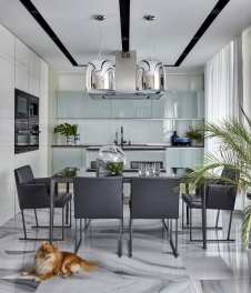 Фото интерьера кухни квартиры в современном стиле Фото интерьера столовой квартиры в современном стиле
