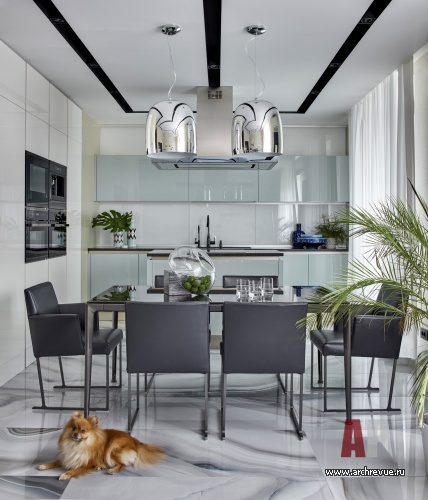 Фото интерьера кухни квартиры в современном стиле Фото интерьера столовой квартиры в современном стиле