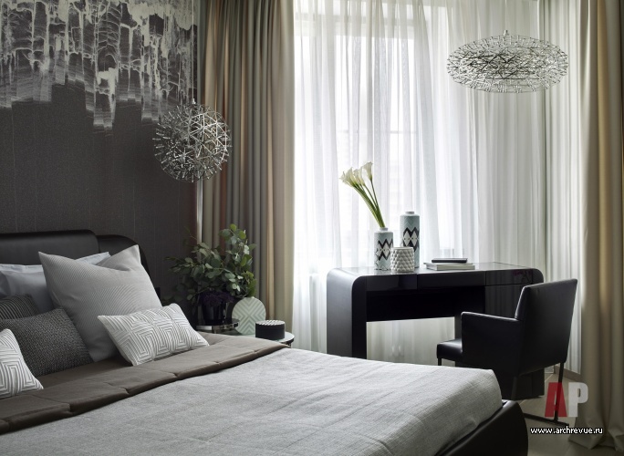 Фото интерьера спальни квартиры в современном стиле