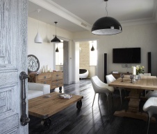 Фото интерьера гостиной квартиры в стиле фьюжн