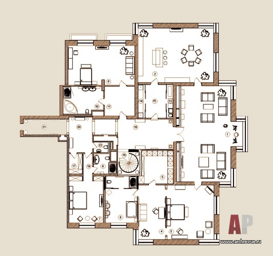 План 1 этажа 2-х этажной квартиры 760 кв. м.