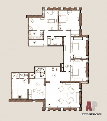 План 2 этажа 2-х этажной квартиры 760 кв. м.