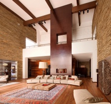 Фото интерьера гостиной дома в эко-стиле