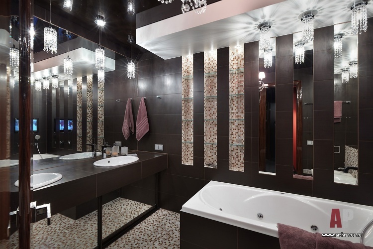 Фото интерьера ванной квартиры в стиле гламур