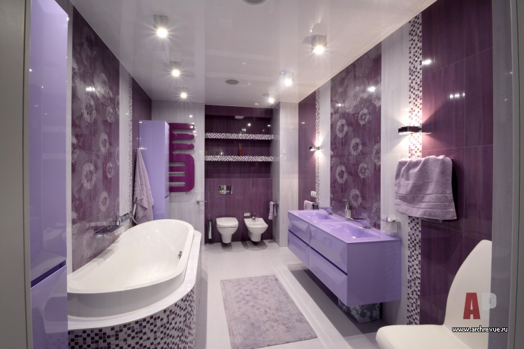 Фото интерьера санузла квартиры в современном стиле Фото интерьера ванной квартиры в современном стиле