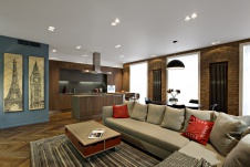 Фото интерьера гостиной квартиры в стиле фьюжн