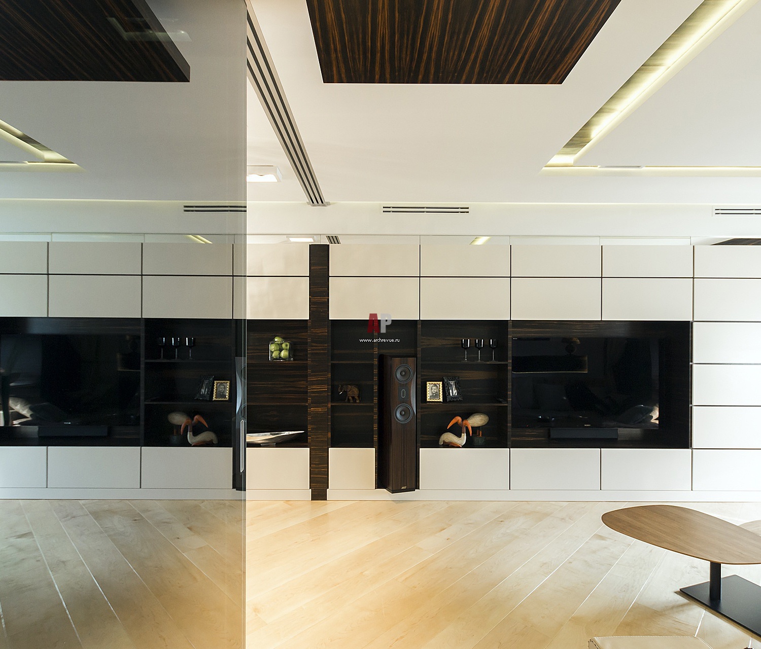 Фото интерьера домашнего кинотеатра квартиры в стиле минимализм