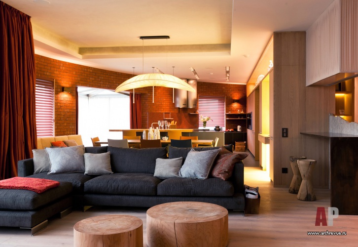 Фото интерьера гостиной квартиры в эко стиле