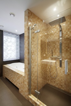 Фото интерьера ванной небольшого дома в современном стиле
