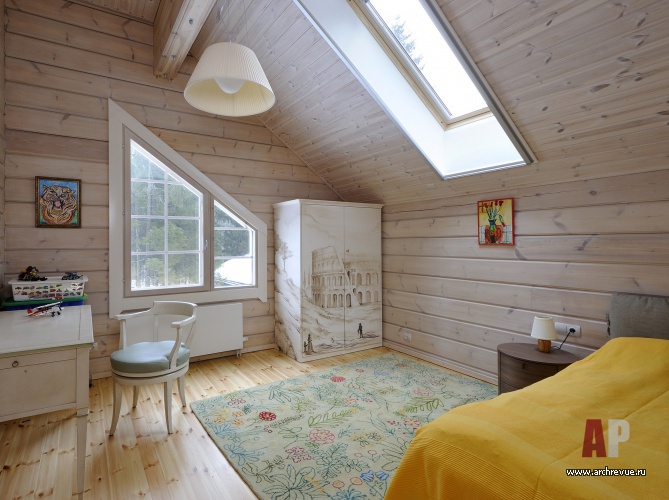 Интерьер двухэтажного дома из бруса по типовому финскому проекту