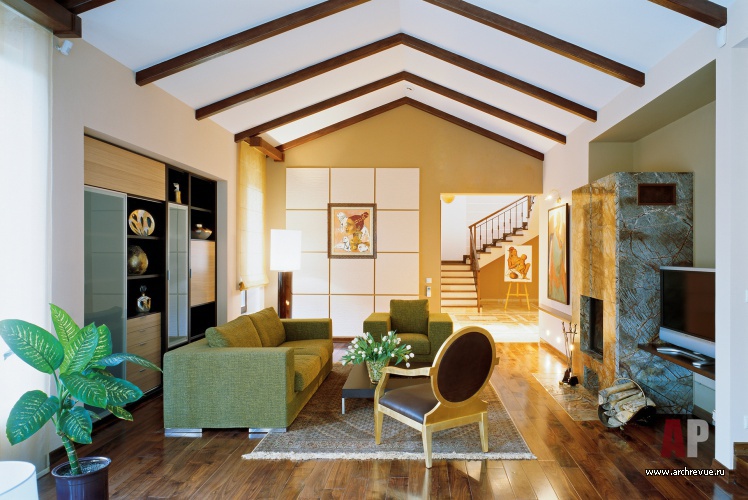 Фото интерьера гостиной дома в современном стиле Фото интерьера лестницы дома в современном стиле