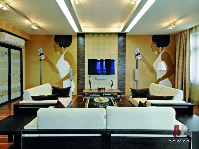 Фото интерьера гостиной квартиры в современном стиле