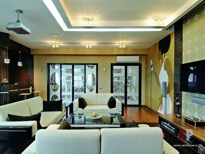 Фото интерьера гостиной квартиры в современном стиле