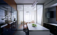 Фото интерьера кухни двухэтажного дома в современном стиле