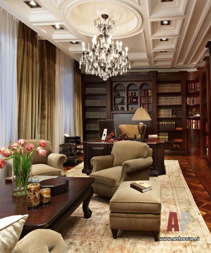Фото интерьера кабинета дома в классическом стиле