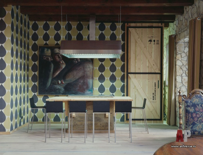 Фото интерьера кухни гостевого дома в нормандском стиле