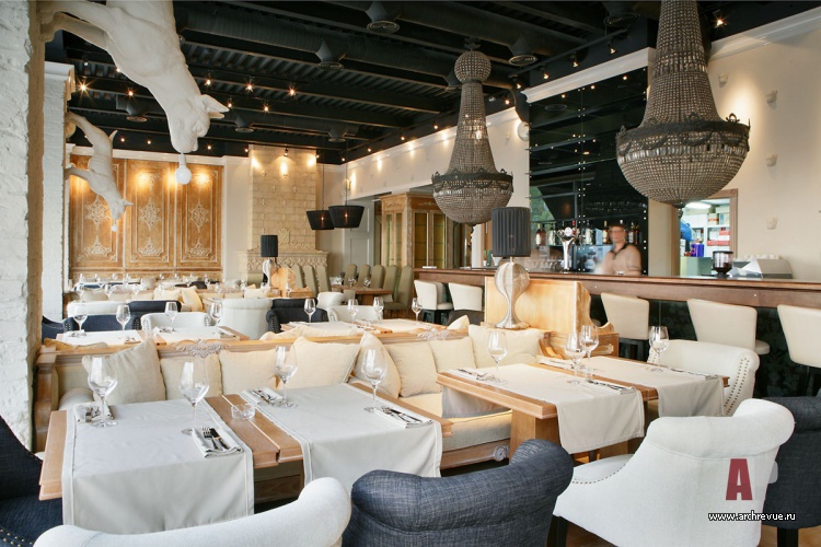 Фото интерьера зала ресторана в стиле эклектика