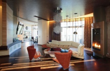 Фото интерьера гостиной пентхауса в современном стиле