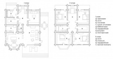 Поэтажный план небольшого двухэтажного деревянного дома в Подмосковье. Общая площадь: 250 кв. м.