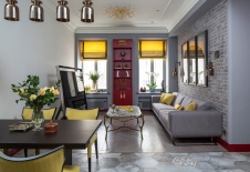 Фото интерьера гостиной небольшой квартиры в стиле фьюжн