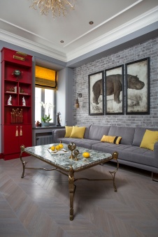 Фото интерьера зоны отдыха небольшой квартиры в стиле фьюжн