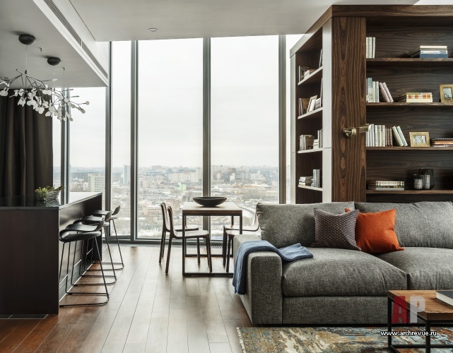 Фото интерьера гостиной квартиры в стиле фьюжн