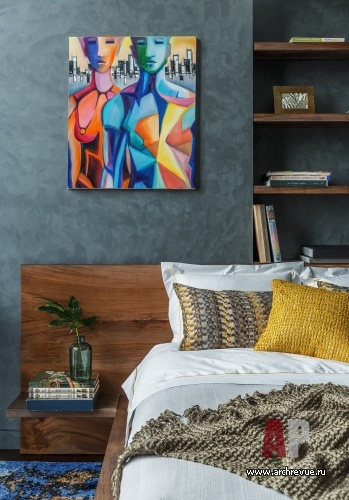 Фото интерьера спальни квартиры в стиле фьюжн