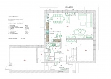 Планировка общей зоны небольшого дома в стиле Прованс.