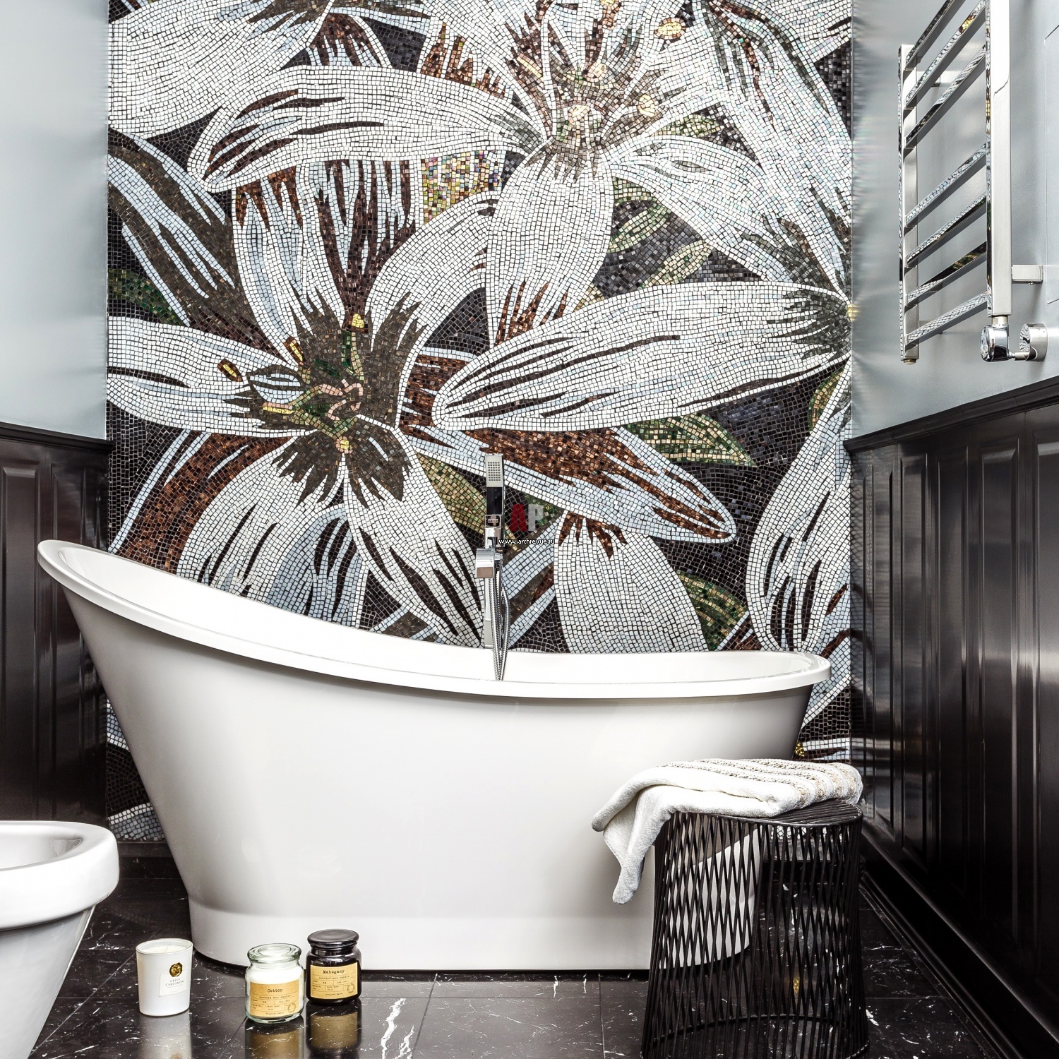 Дизайн ванной с панно