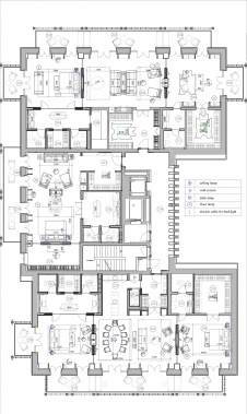 Планировка первого этажа 2-х этажного дома с приватными помещениями.