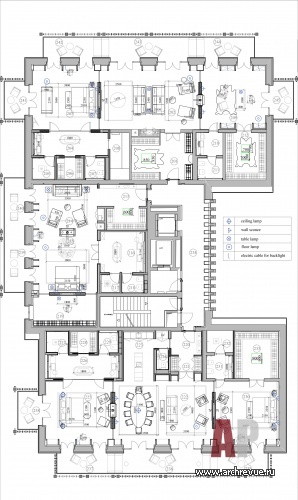 Планировка первого этажа 2-х этажного дома с приватными помещениями.