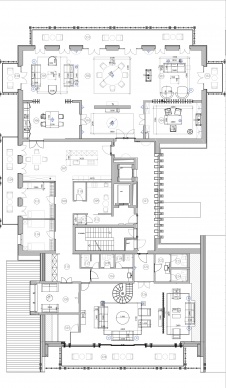 Планировка второго этажа 2-х этажного дома с общественными помещениями.