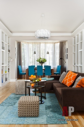 Фото интерьера гостиной квартиры в стиле фьюжн