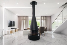 Фото интерьера каминной квартиры в стиле минимализм