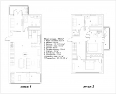 Поэтажная планировка 2-х этажной курортной квартиры с расстановкой мебели у моря.