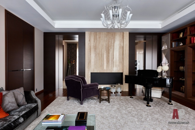 Фото интерьера каминной таунхауса в современном стиле