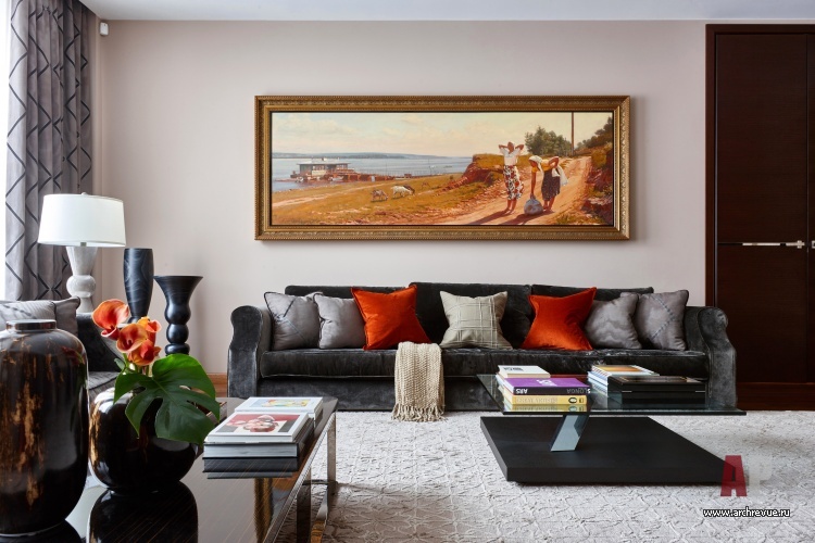 Фото интерьера гостиной таунхауса в современном стиле