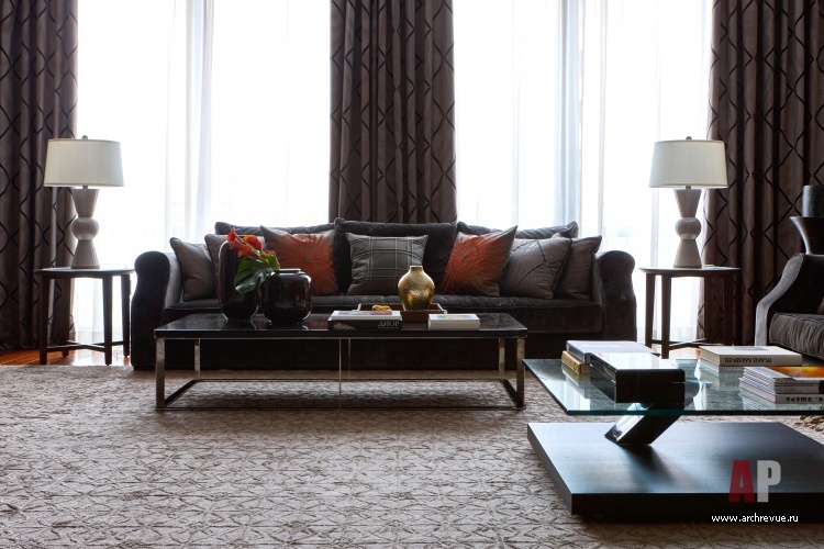 Фото интерьера гостиной таунхауса в современном стиле